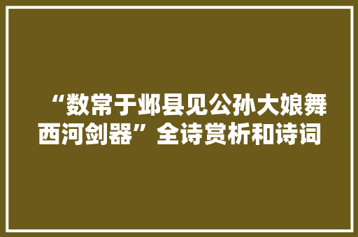 “数常于邺县见公孙大娘舞西河剑器”全诗赏析和诗词解释拼音翻译