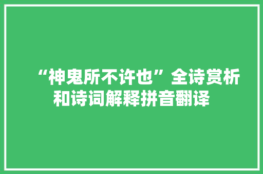 “神鬼所不许也”全诗赏析和诗词解释拼音翻译