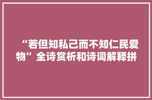 “若但知私己而不知仁民爱物”全诗赏析和诗词解释拼音翻译