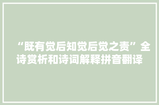 “既有觉后知觉后觉之责”全诗赏析和诗词解释拼音翻译