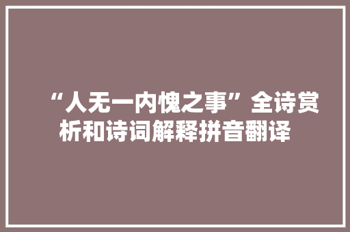 “人无一内愧之事”全诗赏析和诗词解释拼音翻译