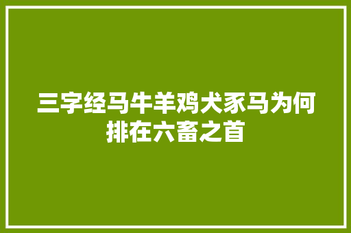 三字经马牛羊鸡犬豕马为何排在六畜之首