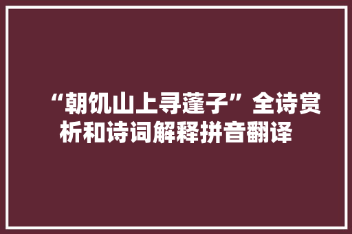“朝饥山上寻蓬子”全诗赏析和诗词解释拼音翻译