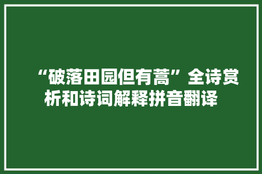 “破落田园但有蒿”全诗赏析和诗词解释拼音翻译