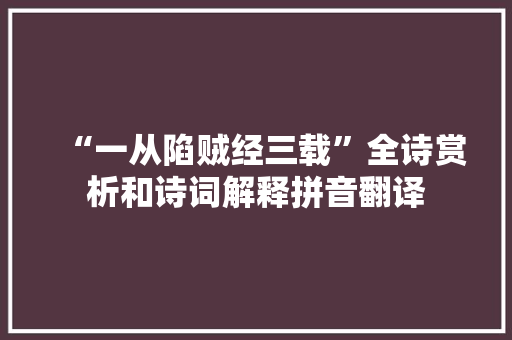 “一从陷贼经三载”全诗赏析和诗词解释拼音翻译
