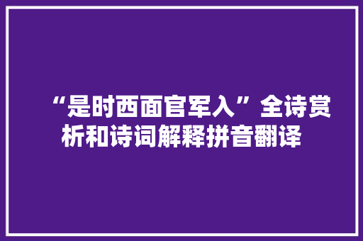 “是时西面官军入”全诗赏析和诗词解释拼音翻译