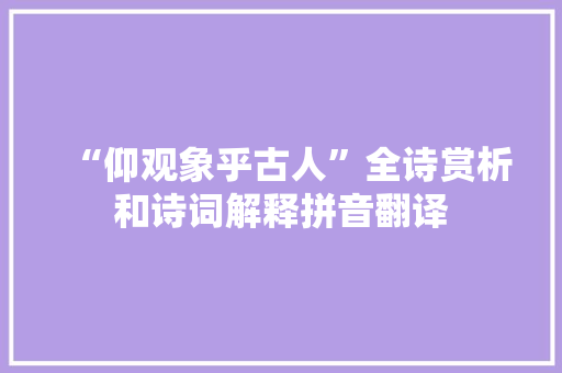 “仰观象乎古人”全诗赏析和诗词解释拼音翻译