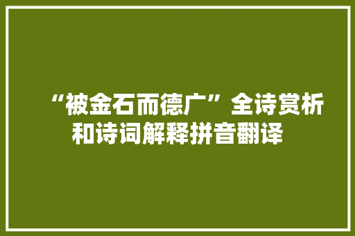 “被金石而德广”全诗赏析和诗词解释拼音翻译