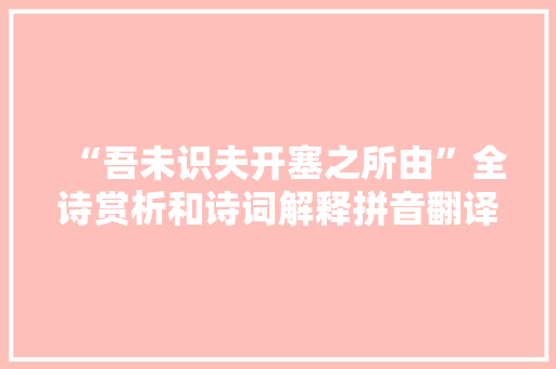 “吾未识夫开塞之所由”全诗赏析和诗词解释拼音翻译