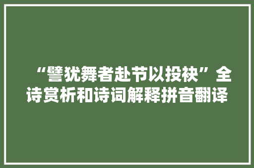 “譬犹舞者赴节以投袂”全诗赏析和诗词解释拼音翻译