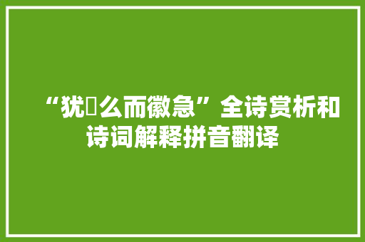 “犹絃么而徽急”全诗赏析和诗词解释拼音翻译