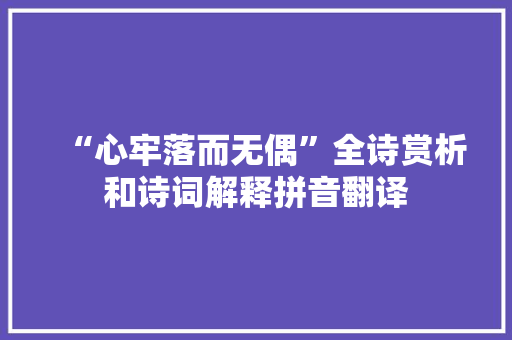 “心牢落而无偶”全诗赏析和诗词解释拼音翻译