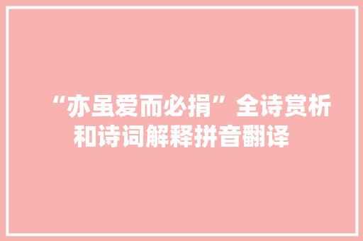 “亦虽爱而必捐”全诗赏析和诗词解释拼音翻译