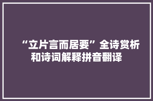 “立片言而居要”全诗赏析和诗词解释拼音翻译