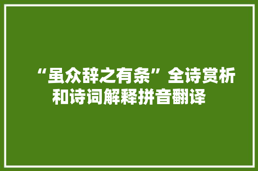 “虽众辞之有条”全诗赏析和诗词解释拼音翻译