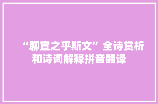 “聊宣之乎斯文”全诗赏析和诗词解释拼音翻译