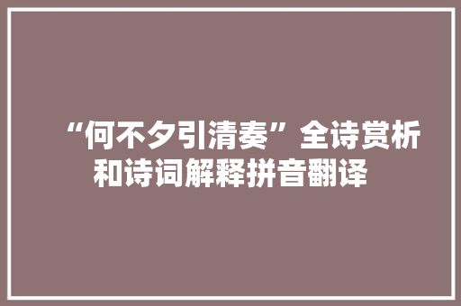 “何不夕引清奏”全诗赏析和诗词解释拼音翻译