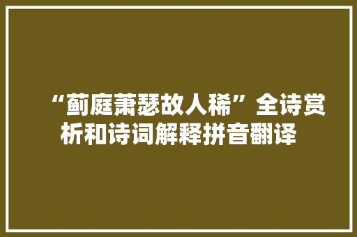 “蓟庭萧瑟故人稀”全诗赏析和诗词解释拼音翻译