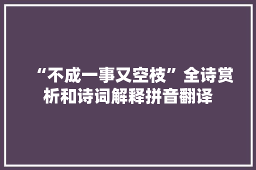 “不成一事又空枝”全诗赏析和诗词解释拼音翻译