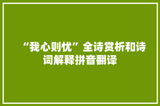 “我心则忧”全诗赏析和诗词解释拼音翻译