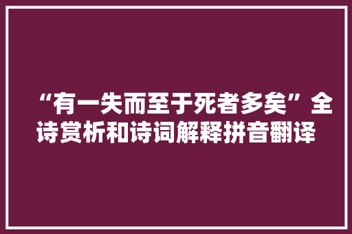“有一失而至于死者多矣”全诗赏析和诗词解释拼音翻译