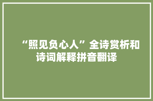 “照见负心人”全诗赏析和诗词解释拼音翻译