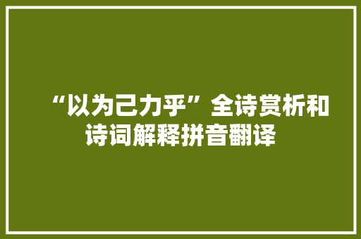 “以为己力乎”全诗赏析和诗词解释拼音翻译
