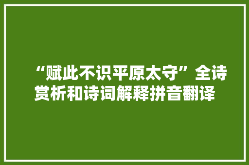 “赋此不识平原太守”全诗赏析和诗词解释拼音翻译