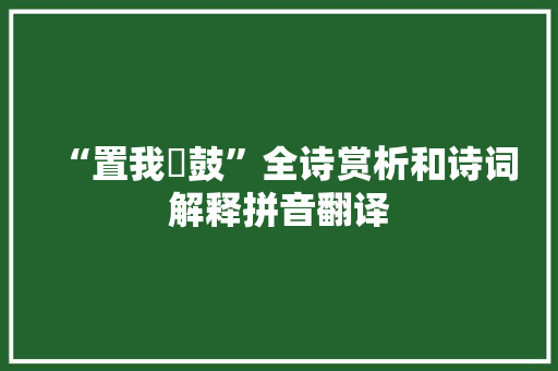 “置我鞉鼓”全诗赏析和诗词解释拼音翻译
