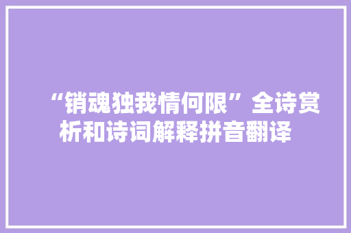 “销魂独我情何限”全诗赏析和诗词解释拼音翻译