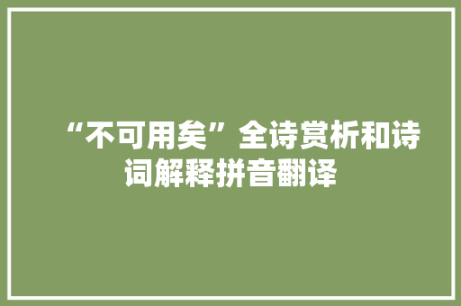 “不可用矣”全诗赏析和诗词解释拼音翻译