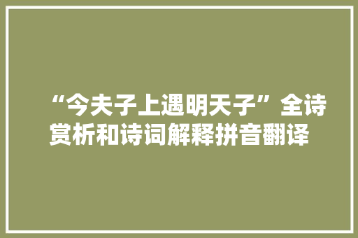 “今夫子上遇明天子”全诗赏析和诗词解释拼音翻译