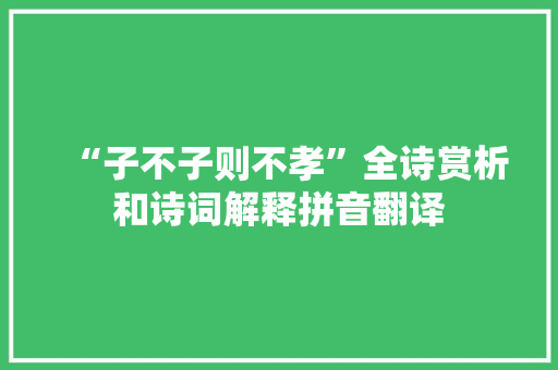 “子不子则不孝”全诗赏析和诗词解释拼音翻译