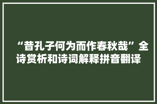 “昔孔子何为而作春秋哉”全诗赏析和诗词解释拼音翻译