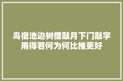 鸟宿池边树僧敲月下门敲字用得若何为何比推更好