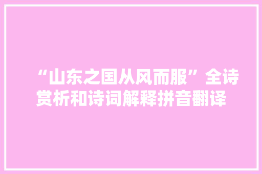 “山东之国从风而服”全诗赏析和诗词解释拼音翻译