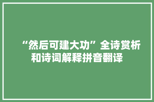 “然后可建大功”全诗赏析和诗词解释拼音翻译