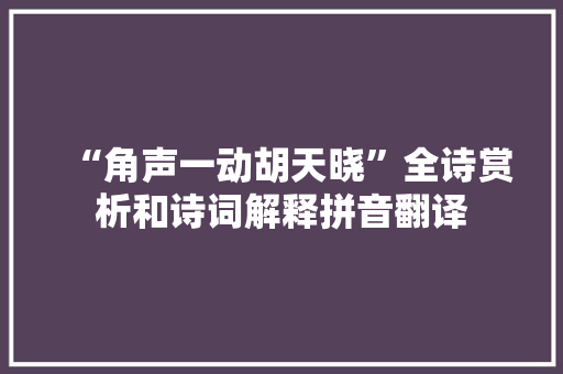 “角声一动胡天晓”全诗赏析和诗词解释拼音翻译