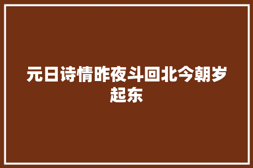 元日诗情昨夜斗回北今朝岁起东