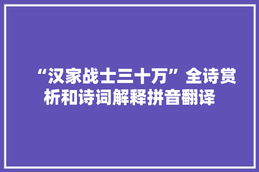 “汉家战士三十万”全诗赏析和诗词解释拼音翻译