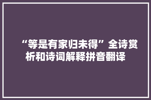 “等是有家归未得”全诗赏析和诗词解释拼音翻译