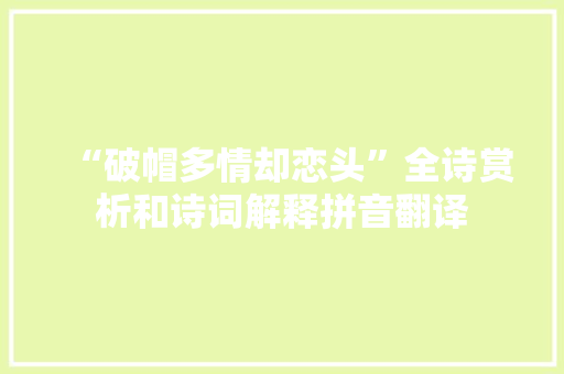 “破帽多情却恋头”全诗赏析和诗词解释拼音翻译