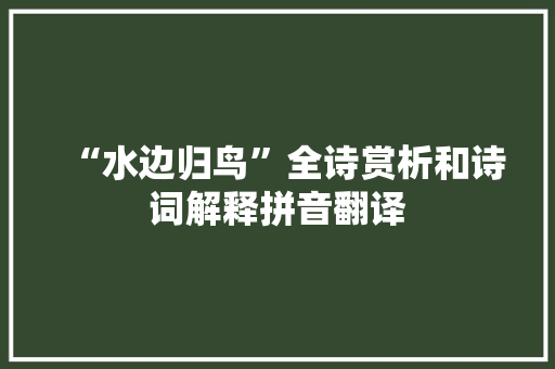 “水边归鸟”全诗赏析和诗词解释拼音翻译