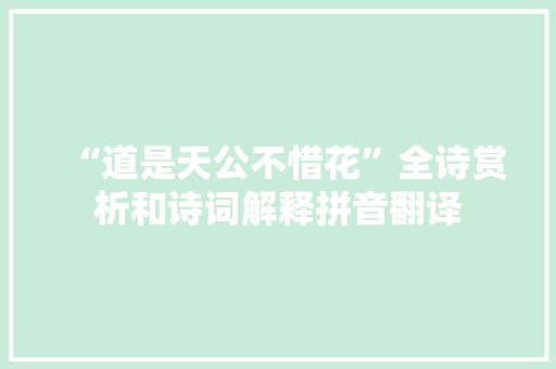 “道是天公不惜花”全诗赏析和诗词解释拼音翻译