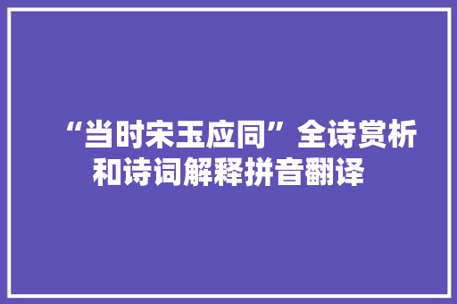 “当时宋玉应同”全诗赏析和诗词解释拼音翻译