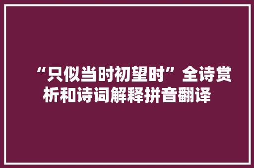 “只似当时初望时”全诗赏析和诗词解释拼音翻译
