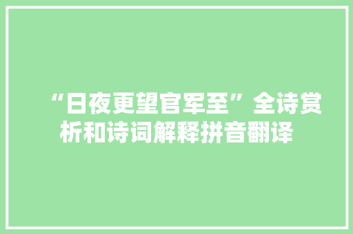“日夜更望官军至”全诗赏析和诗词解释拼音翻译