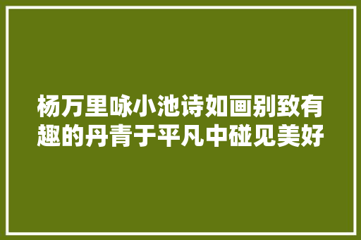 杨万里咏小池诗如画别致有趣的丹青于平凡中碰见美好