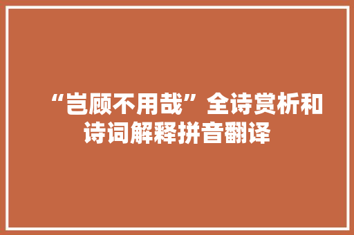 “岂顾不用哉”全诗赏析和诗词解释拼音翻译