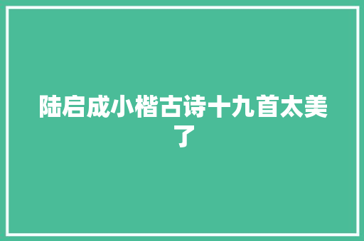 陆启成小楷古诗十九首太美了